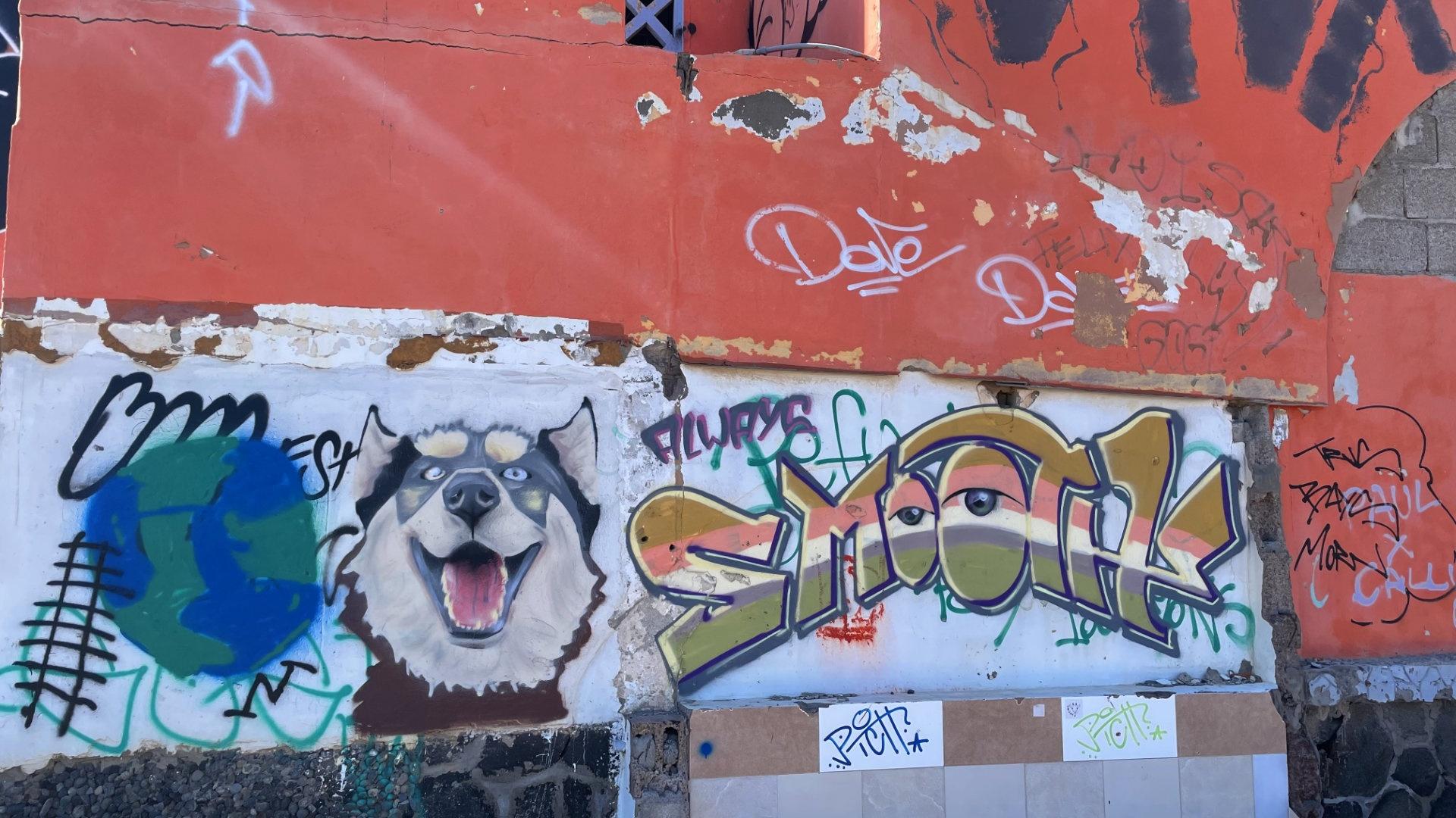 Kunstvolle Graffiti - mit Hund