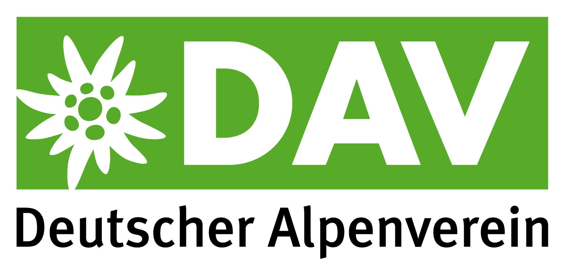Grünes Rechteck, Auf Dem Mit Weißer Schrift Dav Steht, Darunter In Schwarz Deutscher Alpenverein.