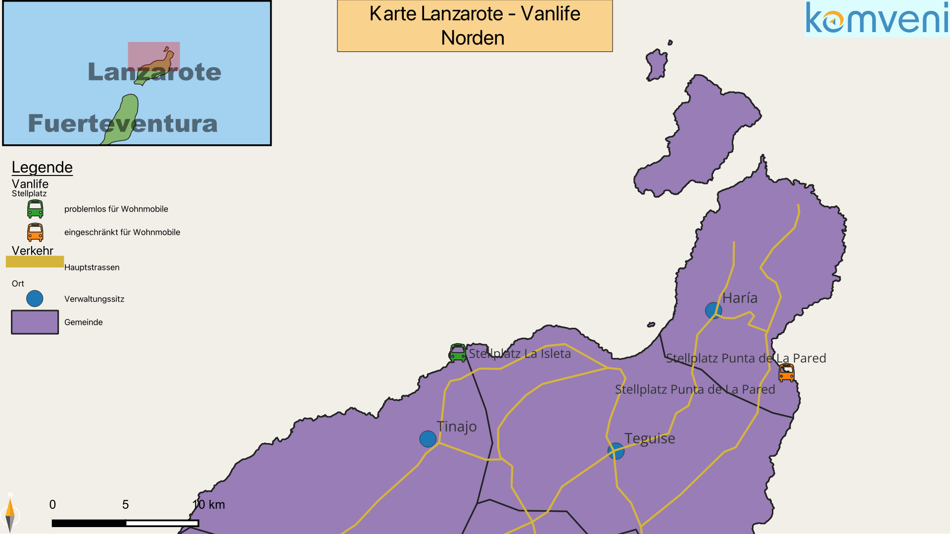 Karte Lanzarote Vanlife Norden