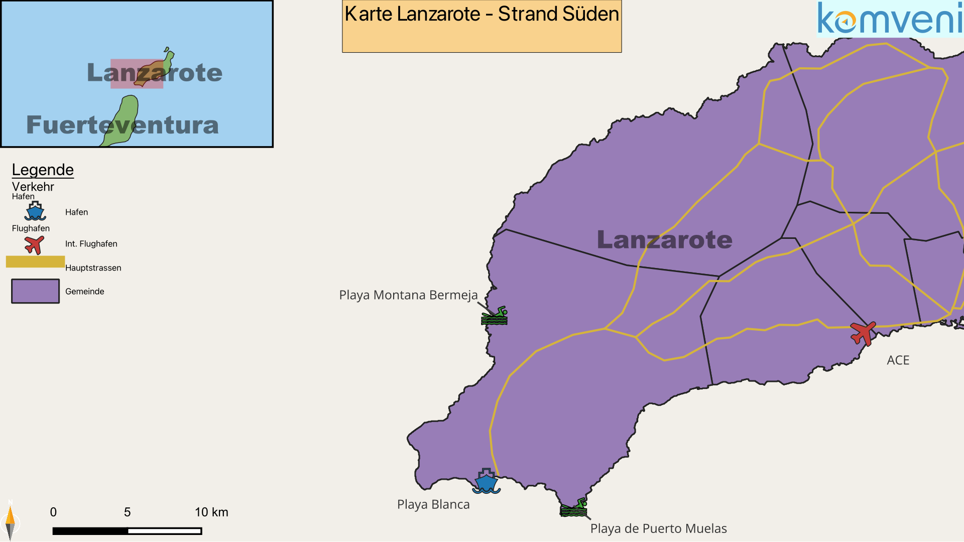 Karte Lanzarote Vanlife Sueden