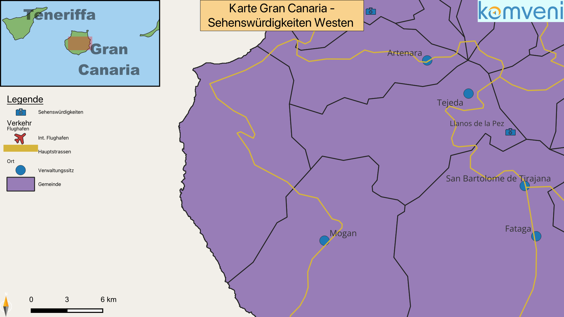 Karte Gran Canaria Sehenswuerdigkeiten Westen