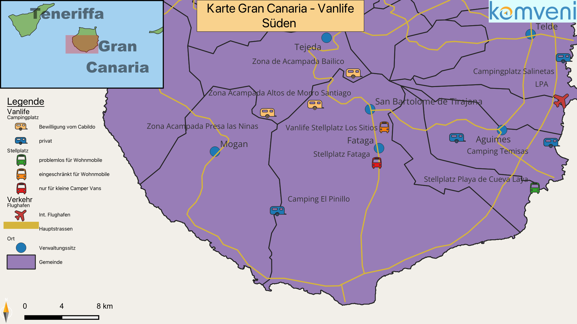 Karte Gran Canaria Vanlife Süden