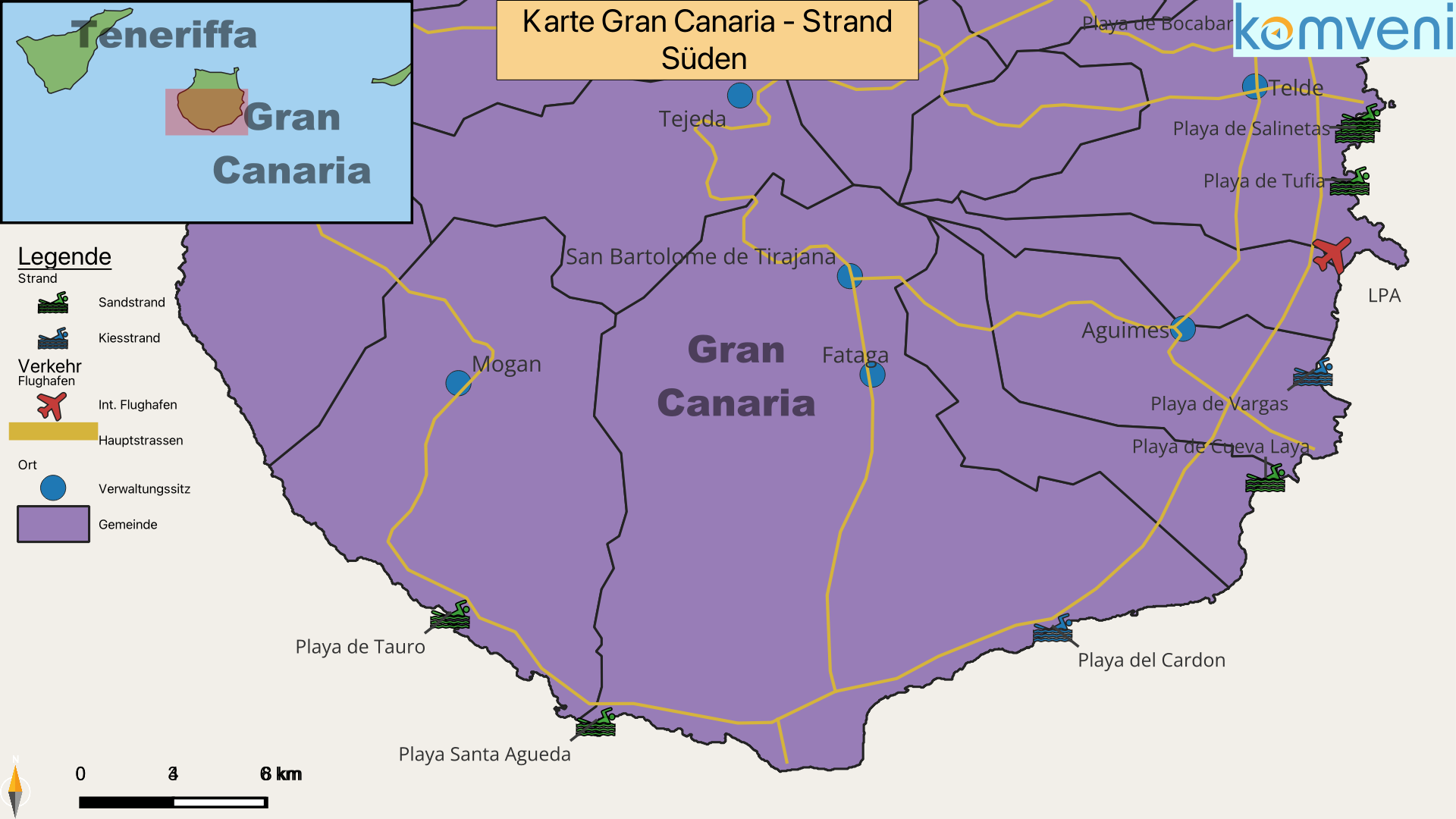 Karte Gran Canaria Strand Sueden