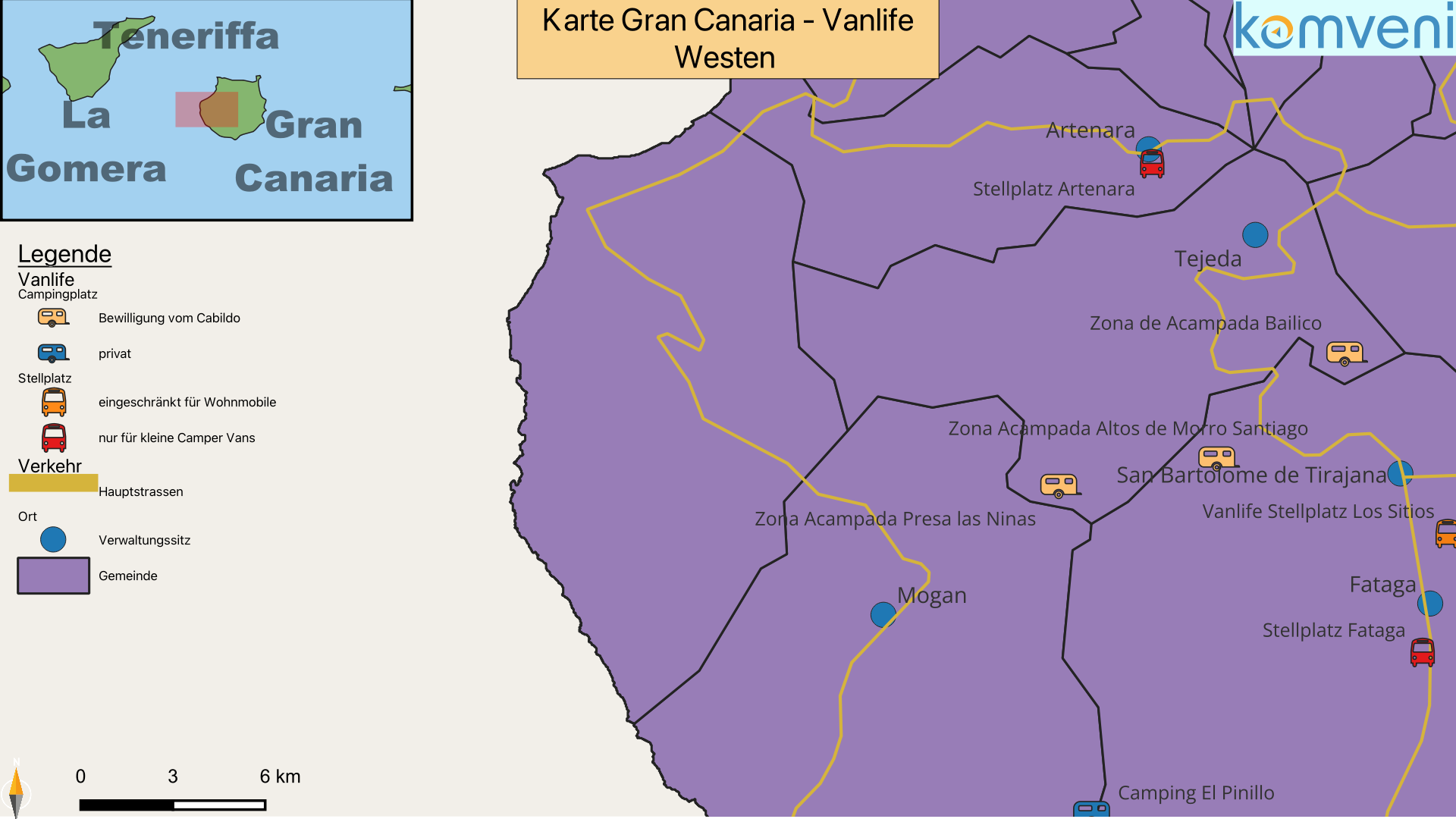 Karte Gran Canaria Vanlife Westen
