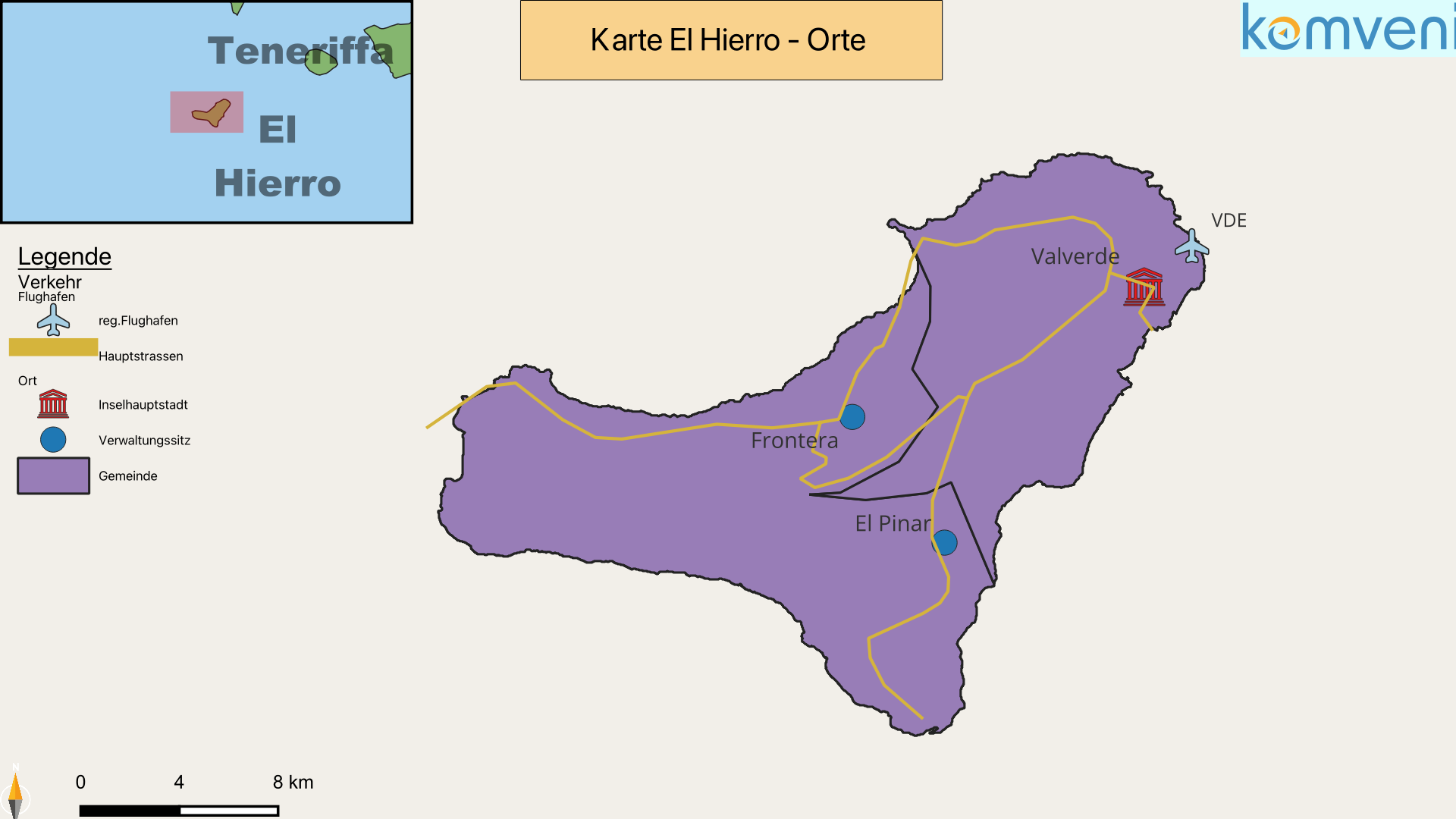 Karte El Hierro Orte