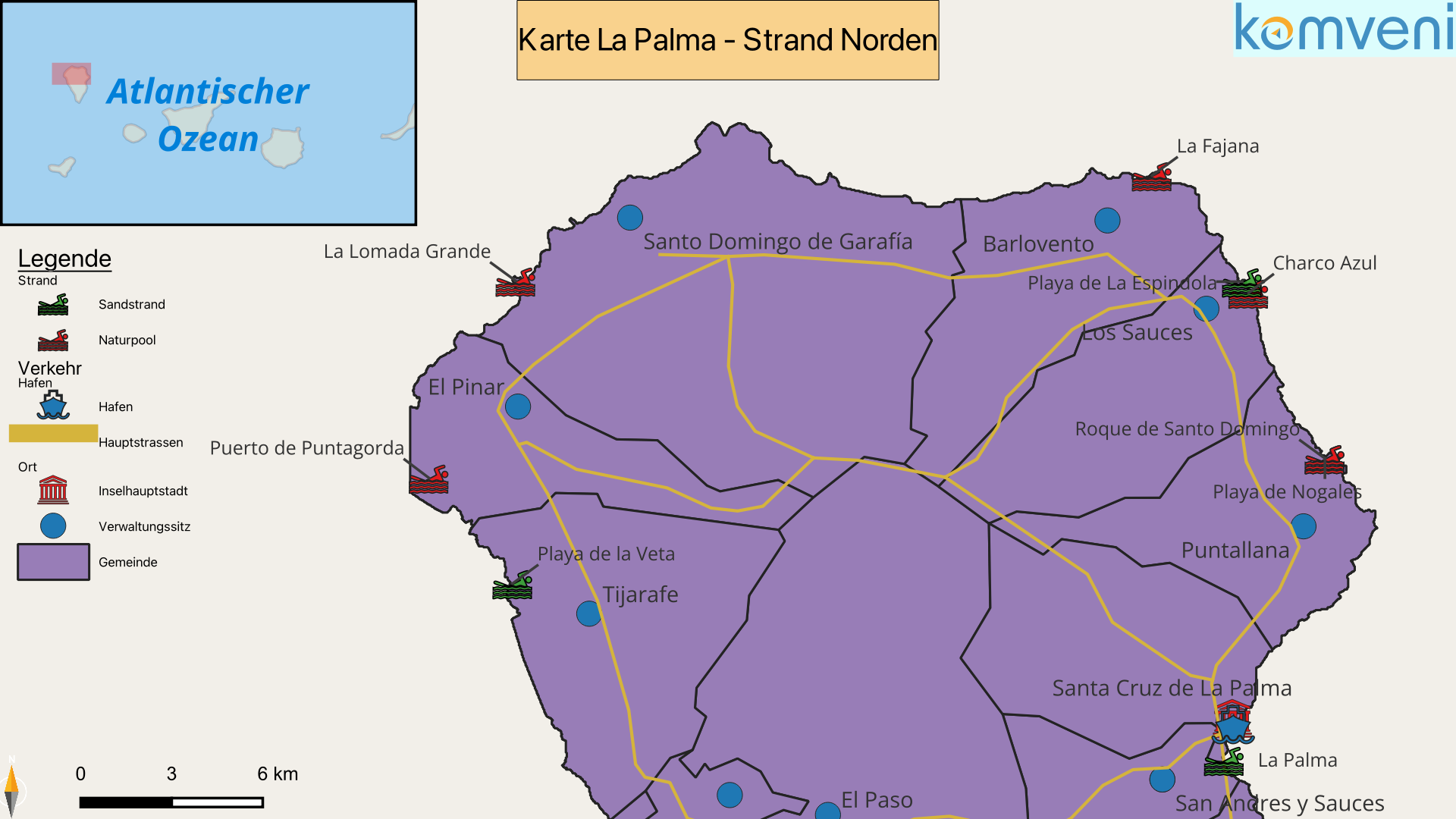 Karte La Palma Strand Norden