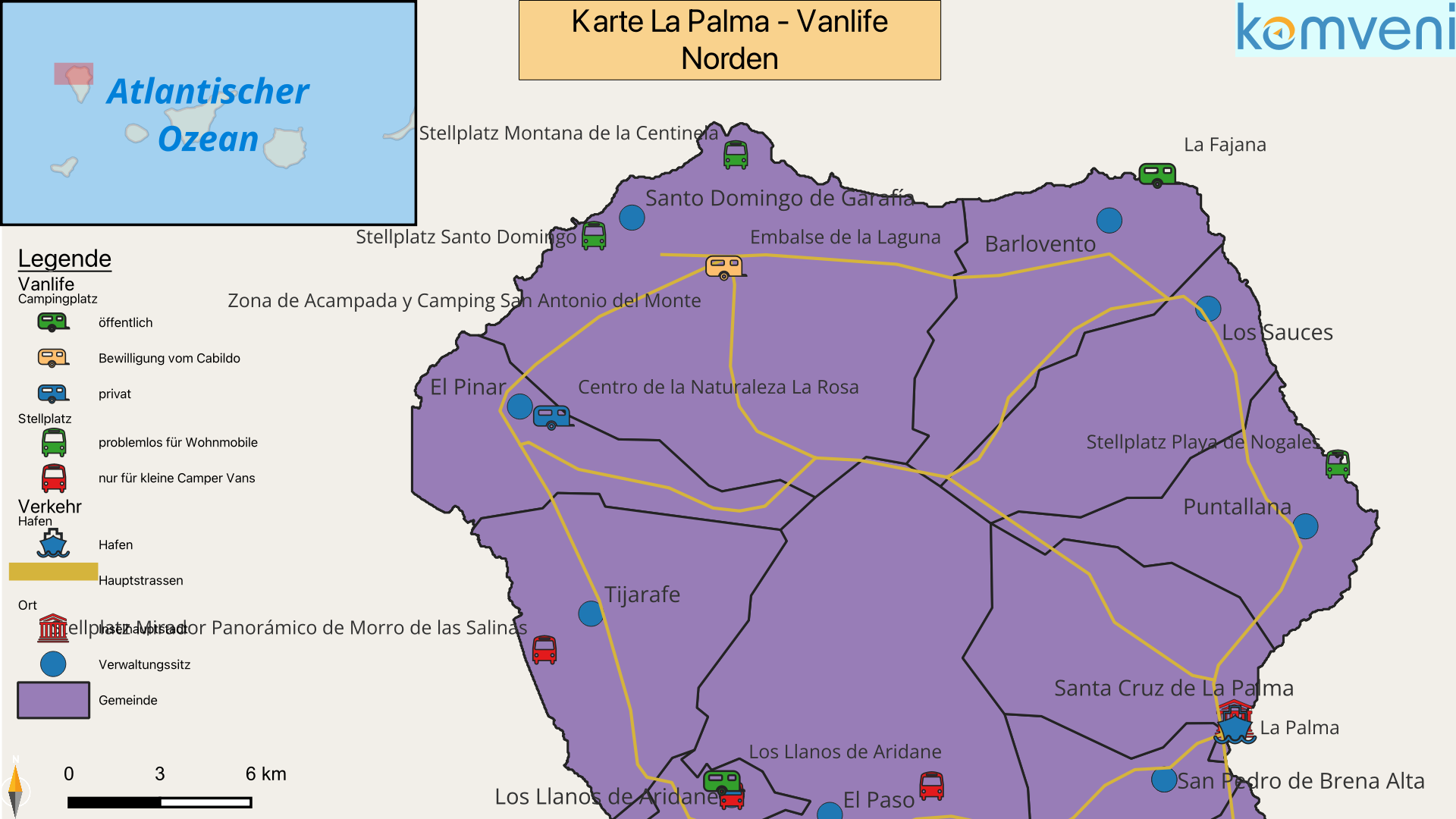 Karte La Palma Vanlife Norden