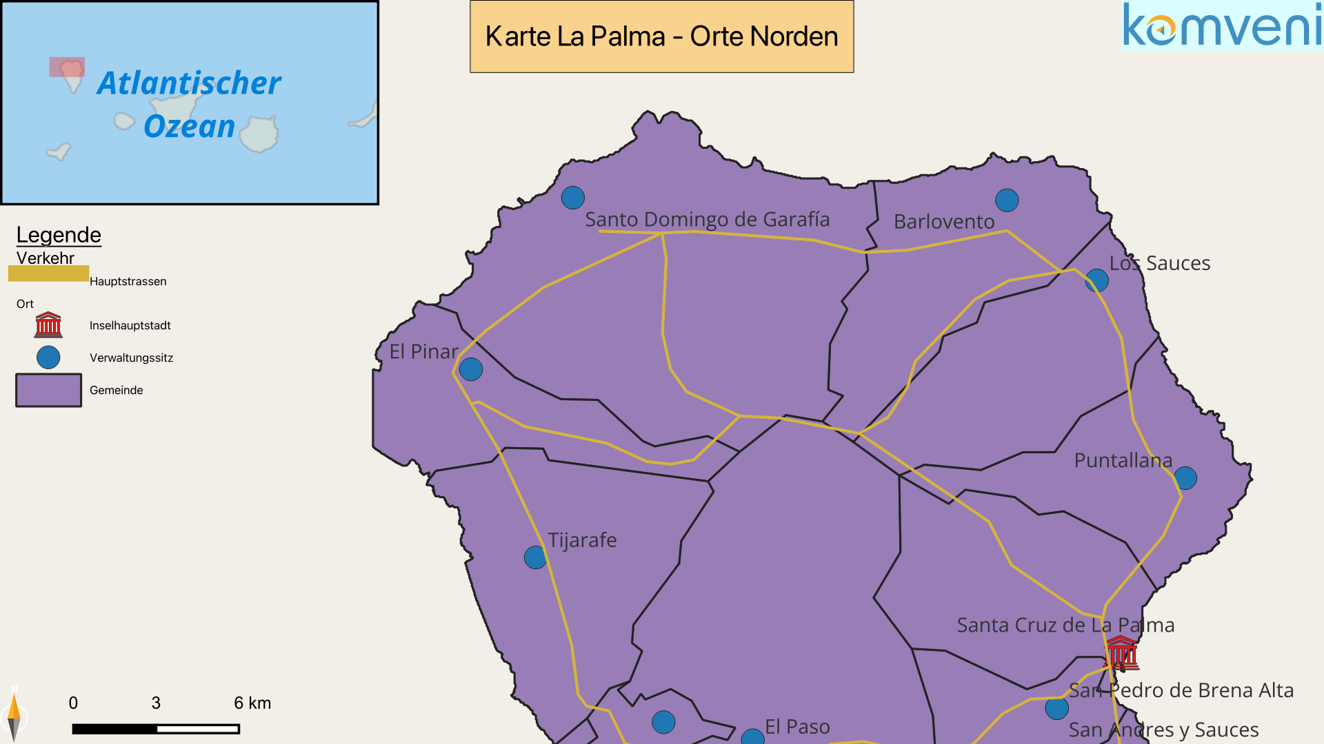 Karte La Palma Orte Norden
