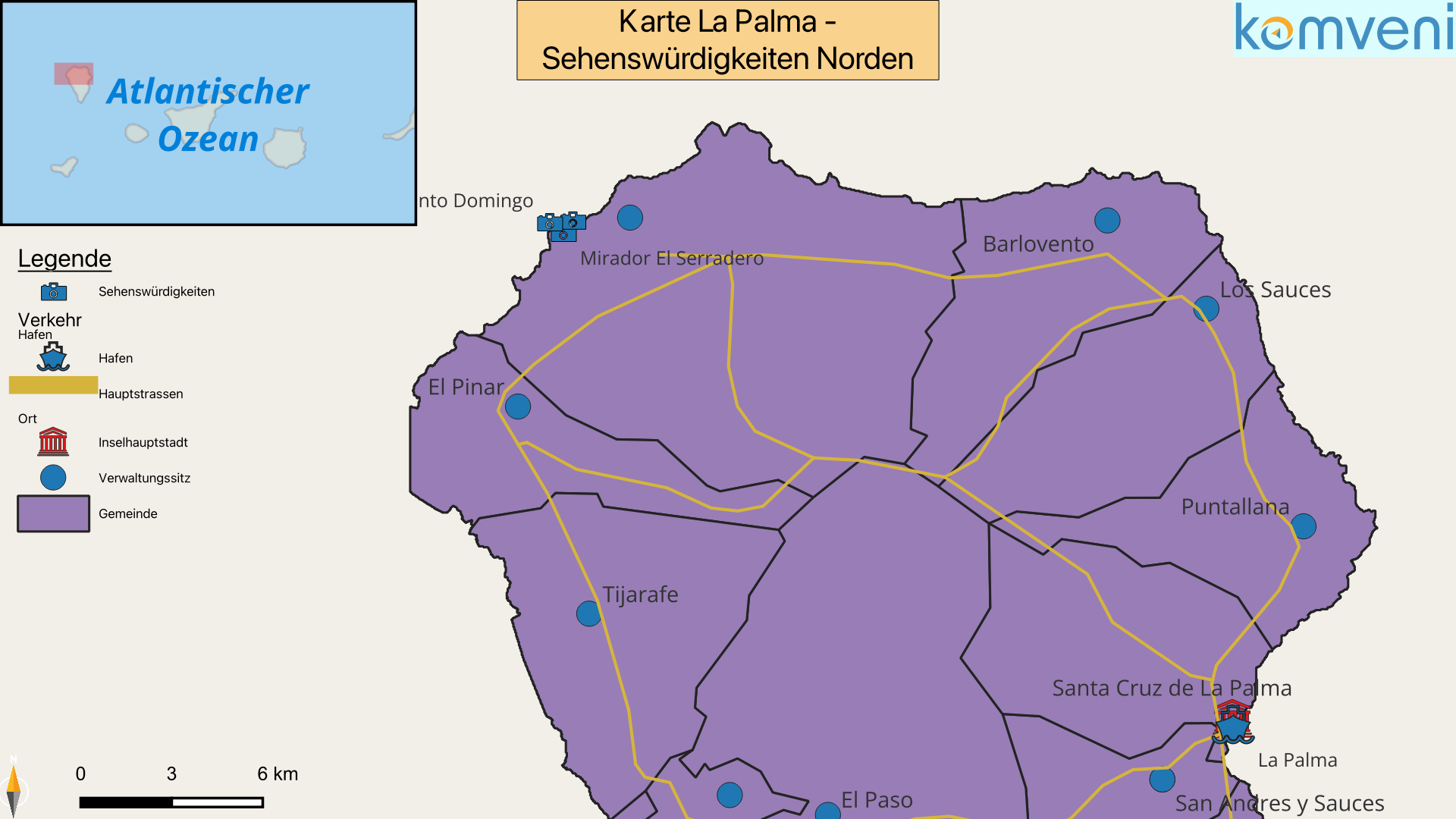 Karte La Palma Sehenswuerdigkeiten Norden