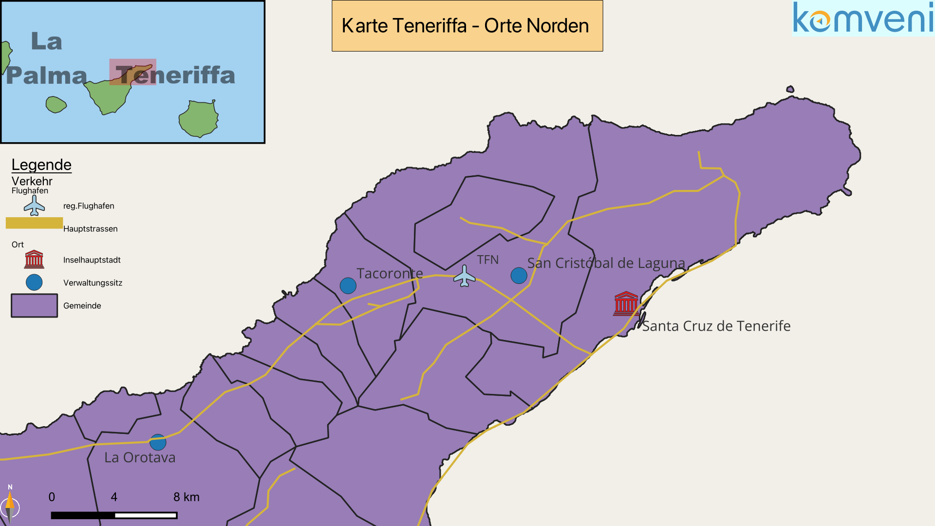 Karte Teneriffa Orte Norden