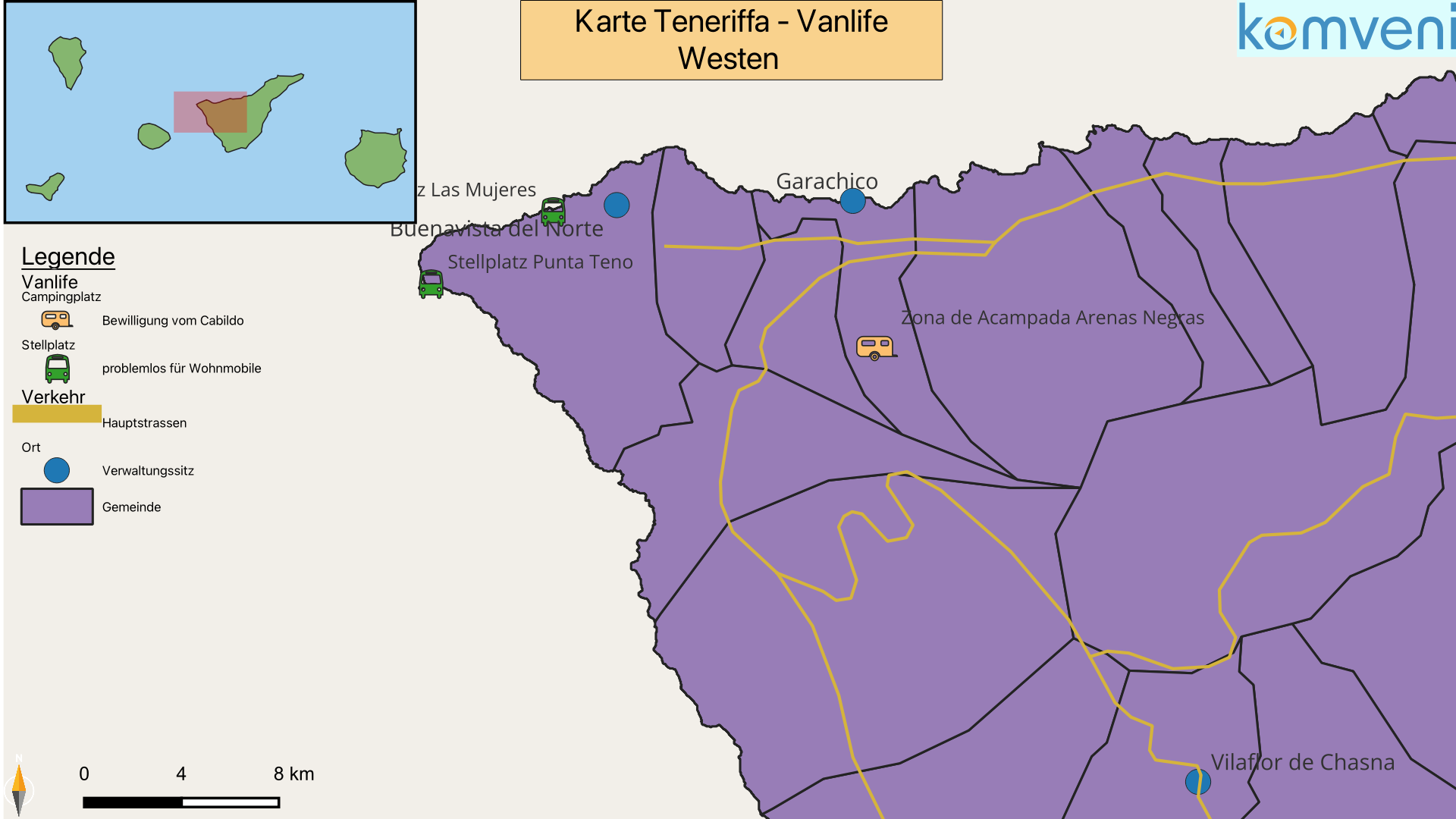 Karte Teneriffa Vanlife Westen