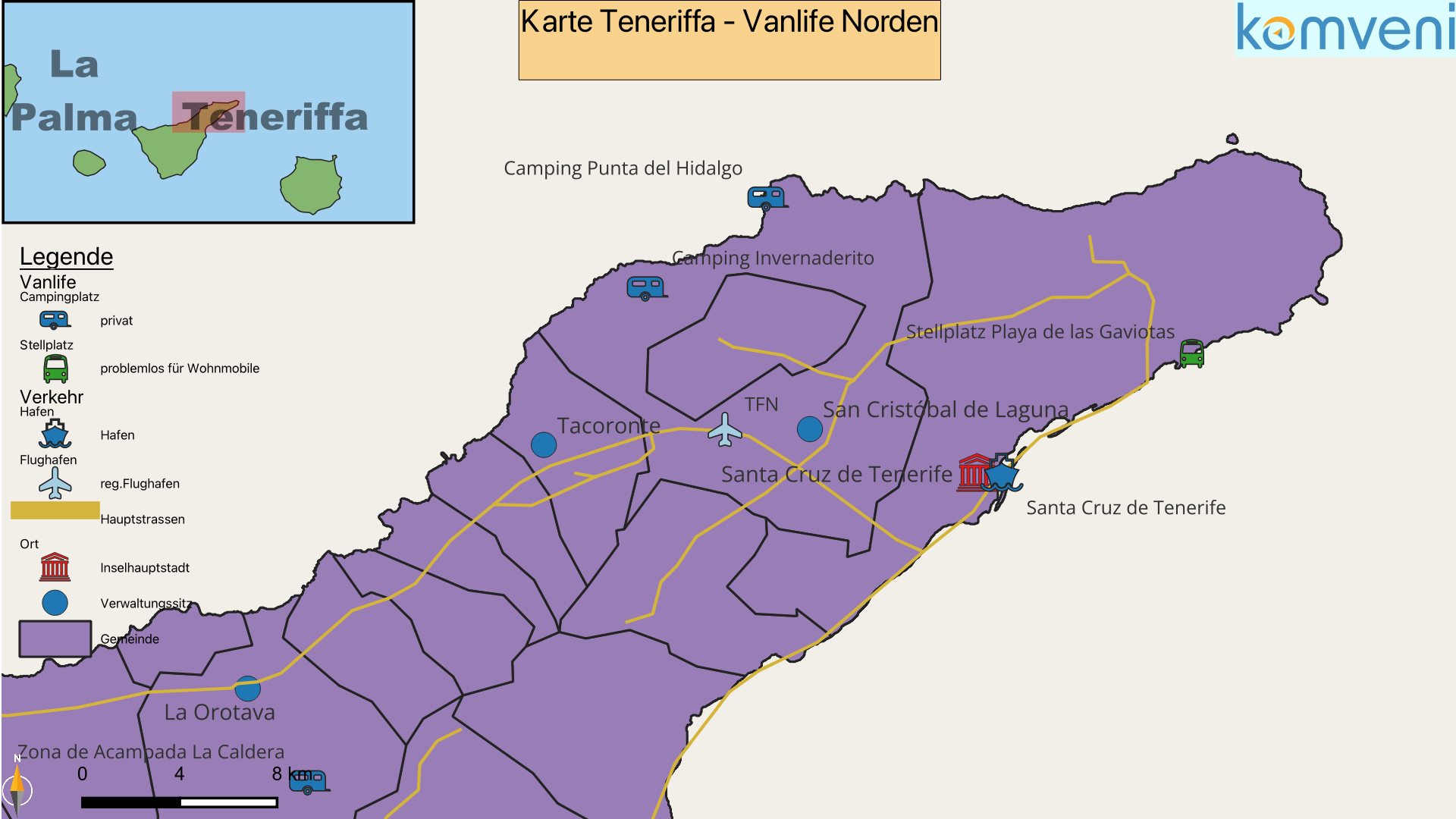 Karte Teneriffa Vanlife Norden