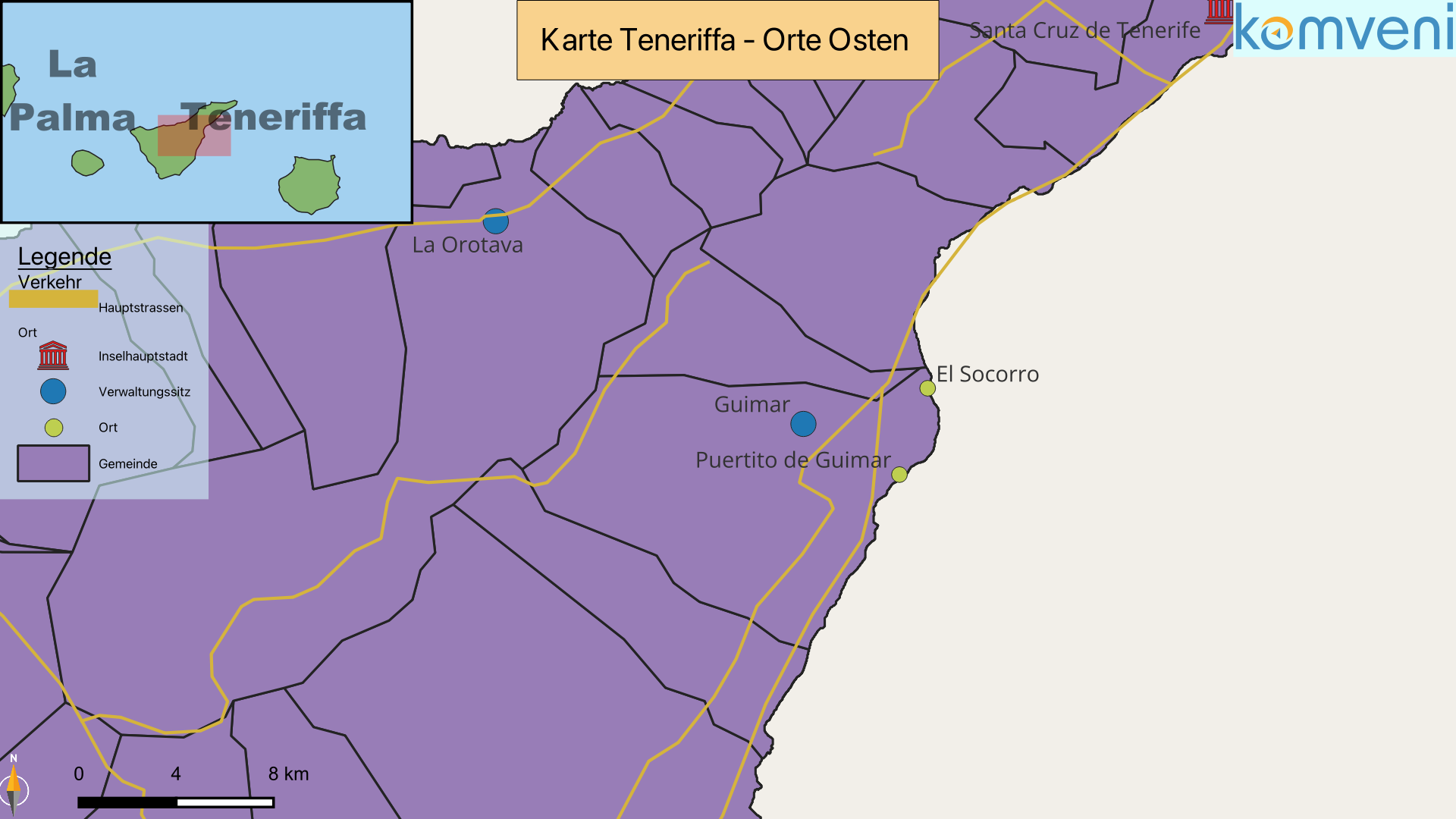 Karte Teneriffa Orte Osten