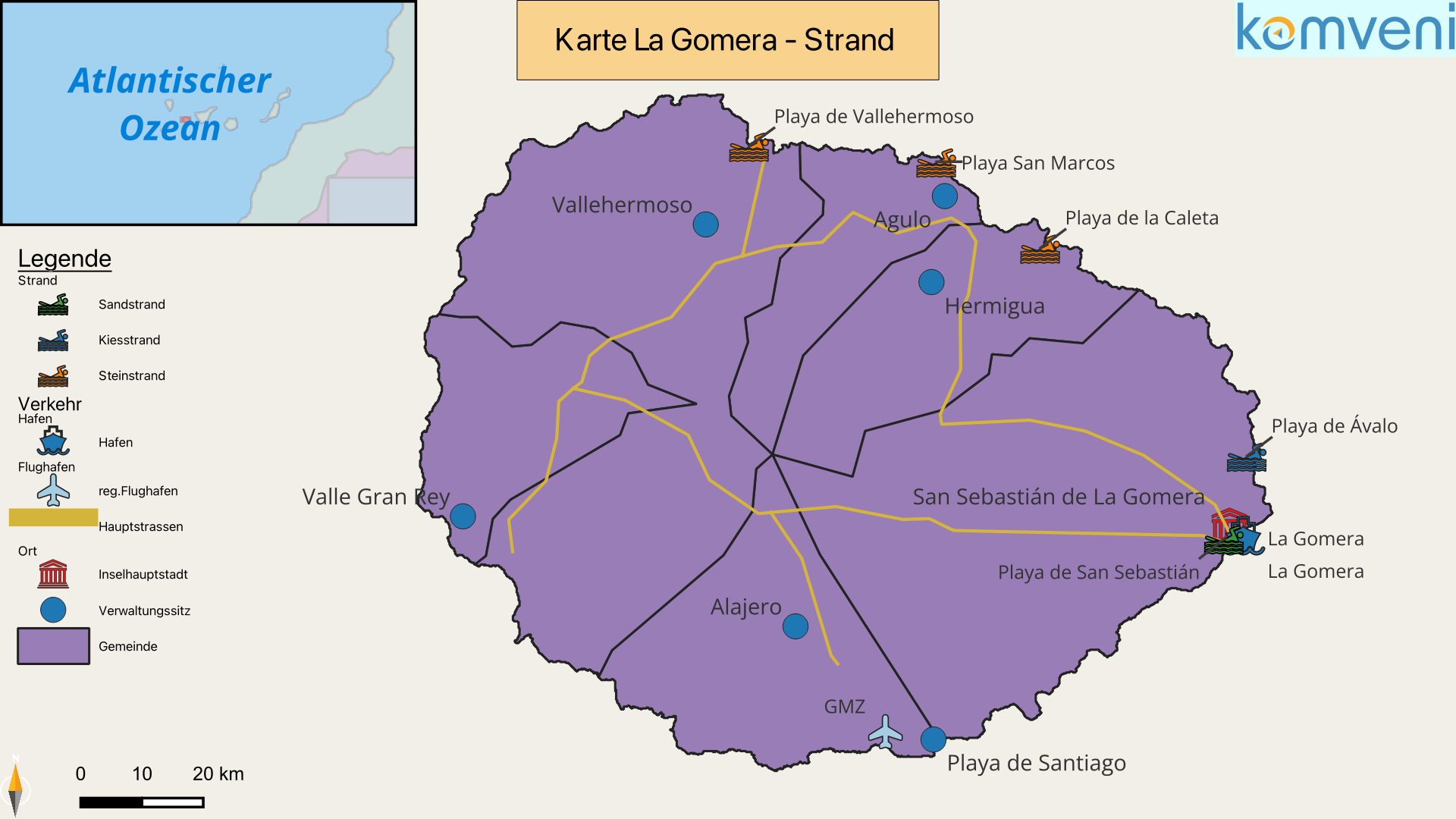 Karte La Gomera Strand