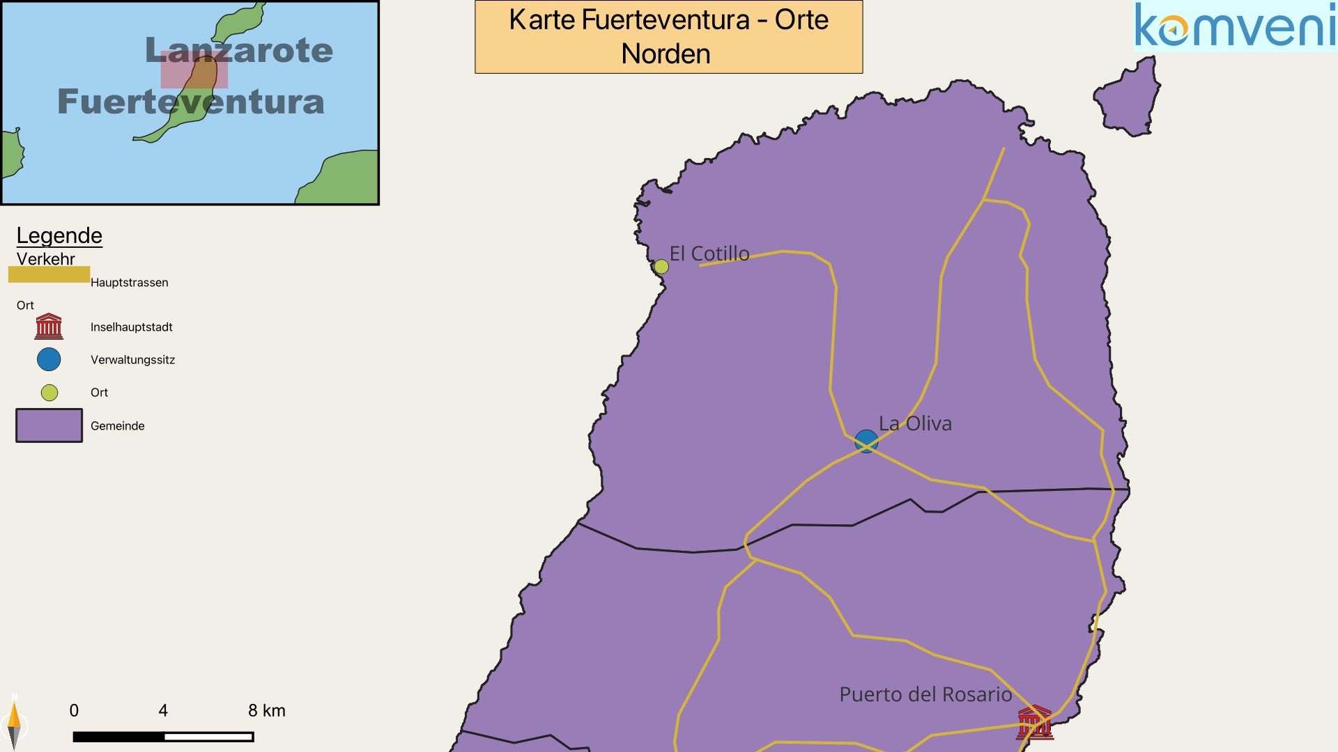 Karte Fuerteventura Orte Norden