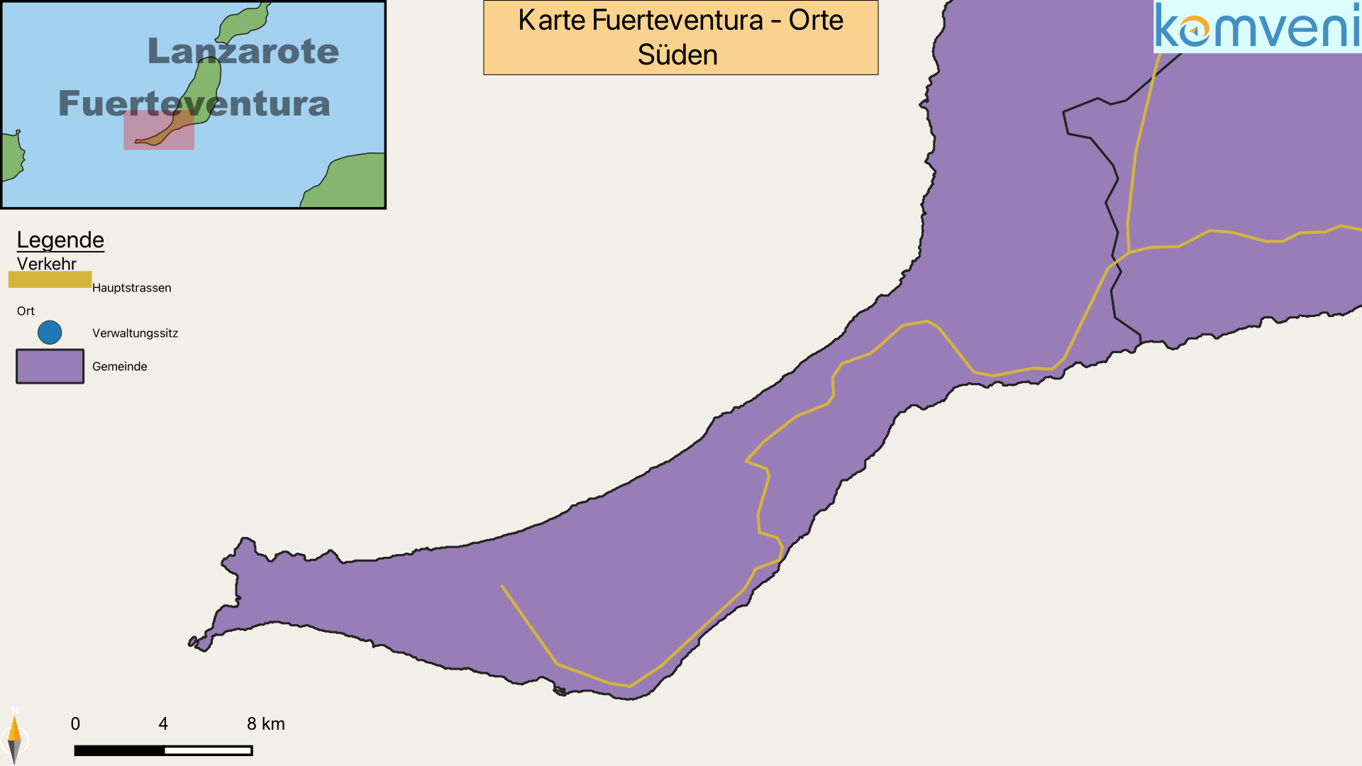 Karte Fuerteventura Orte Sueden