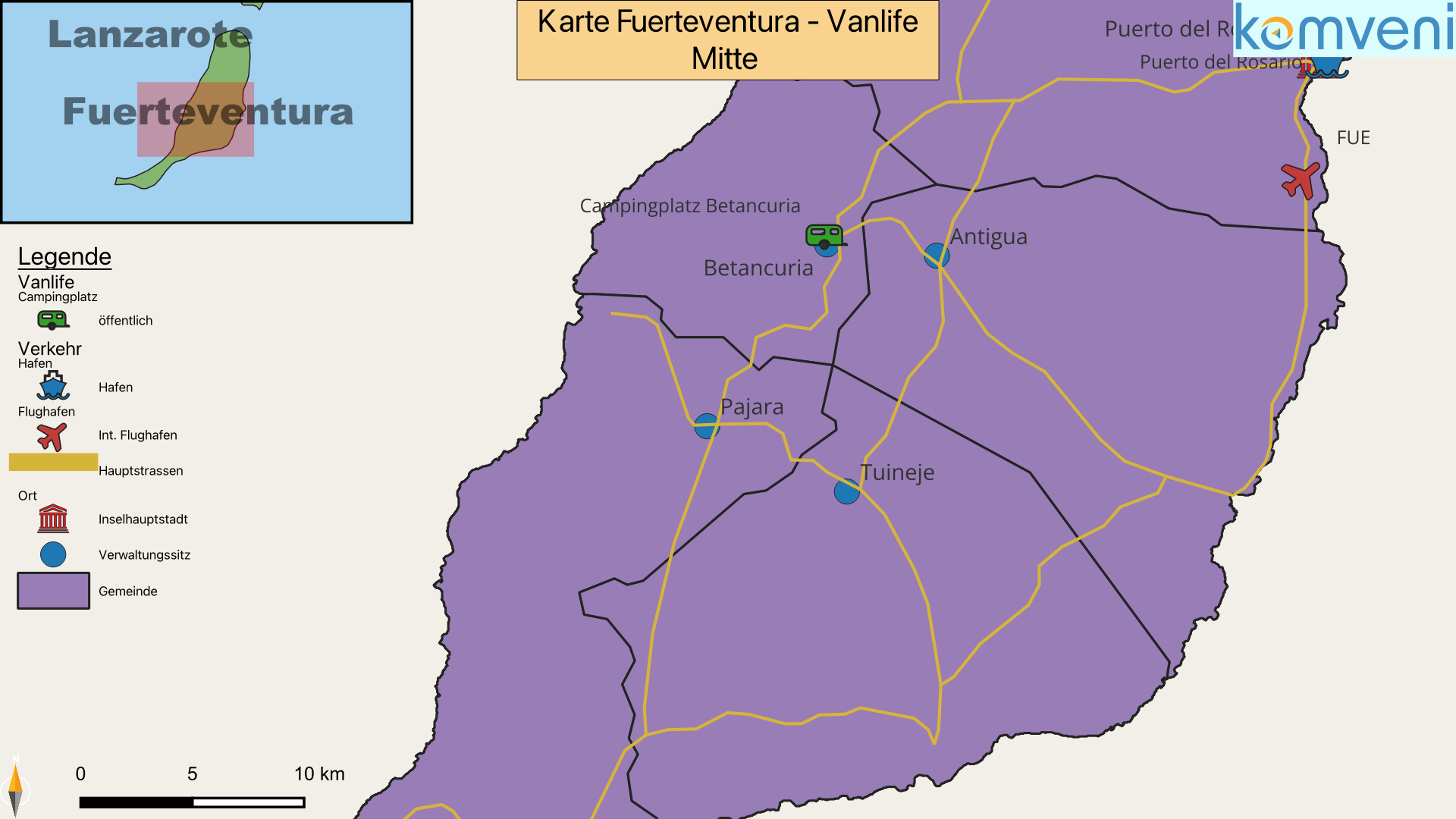 Karte Fuerteventura Vanlife Mitte