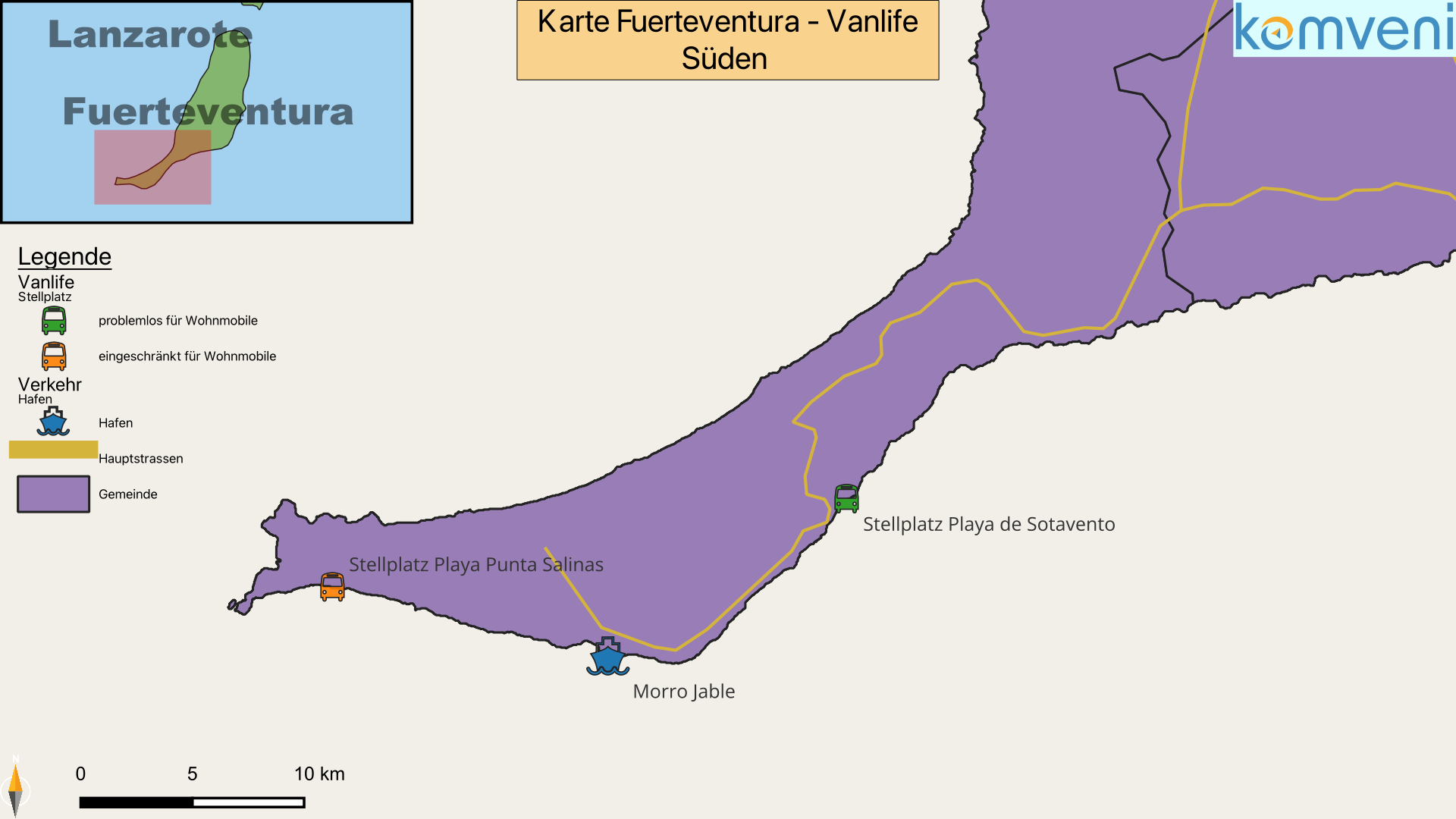 Karte Fuerteventura Vanlife Sueden